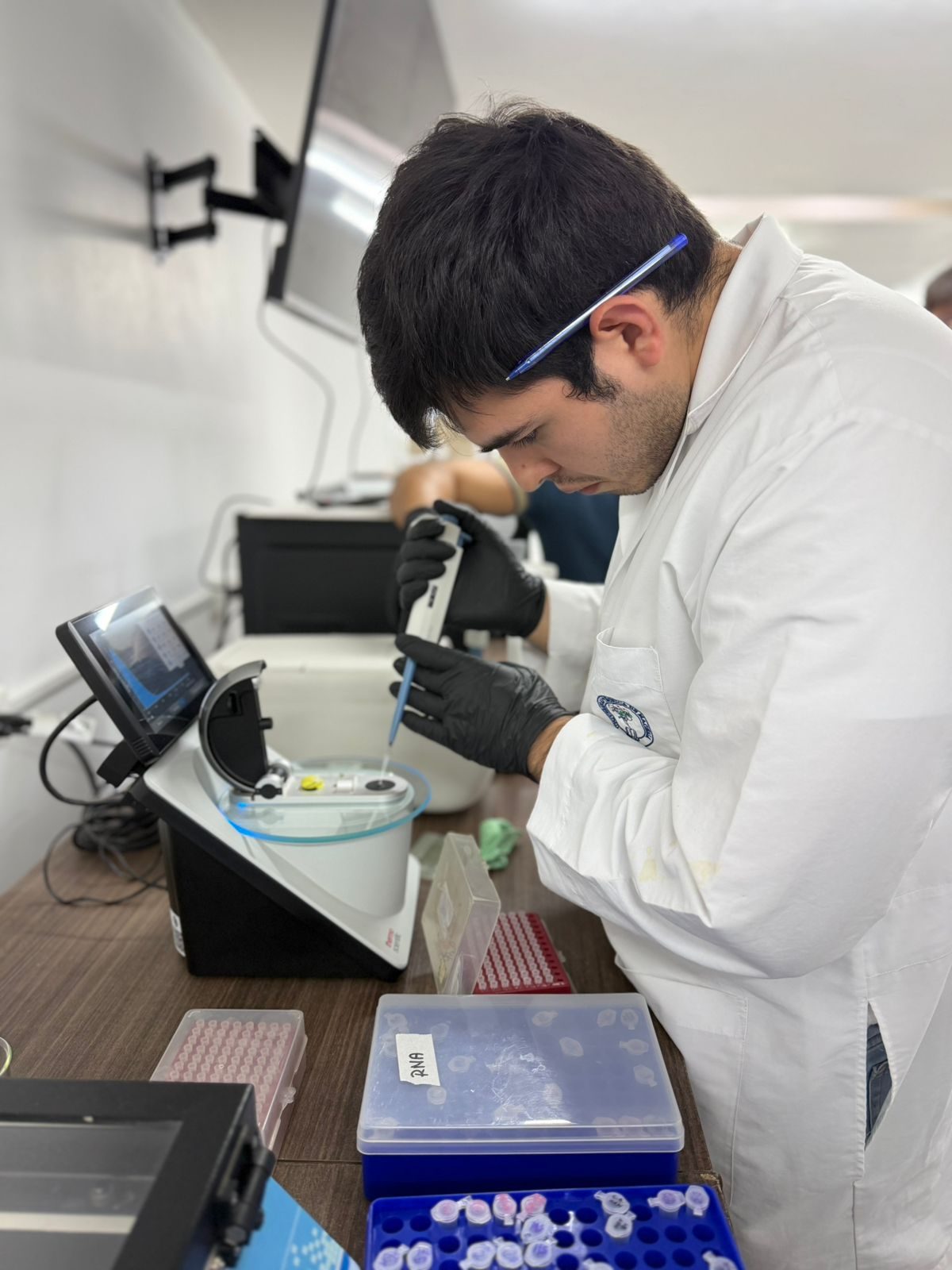Profesional procesando muestras en el laboratorio